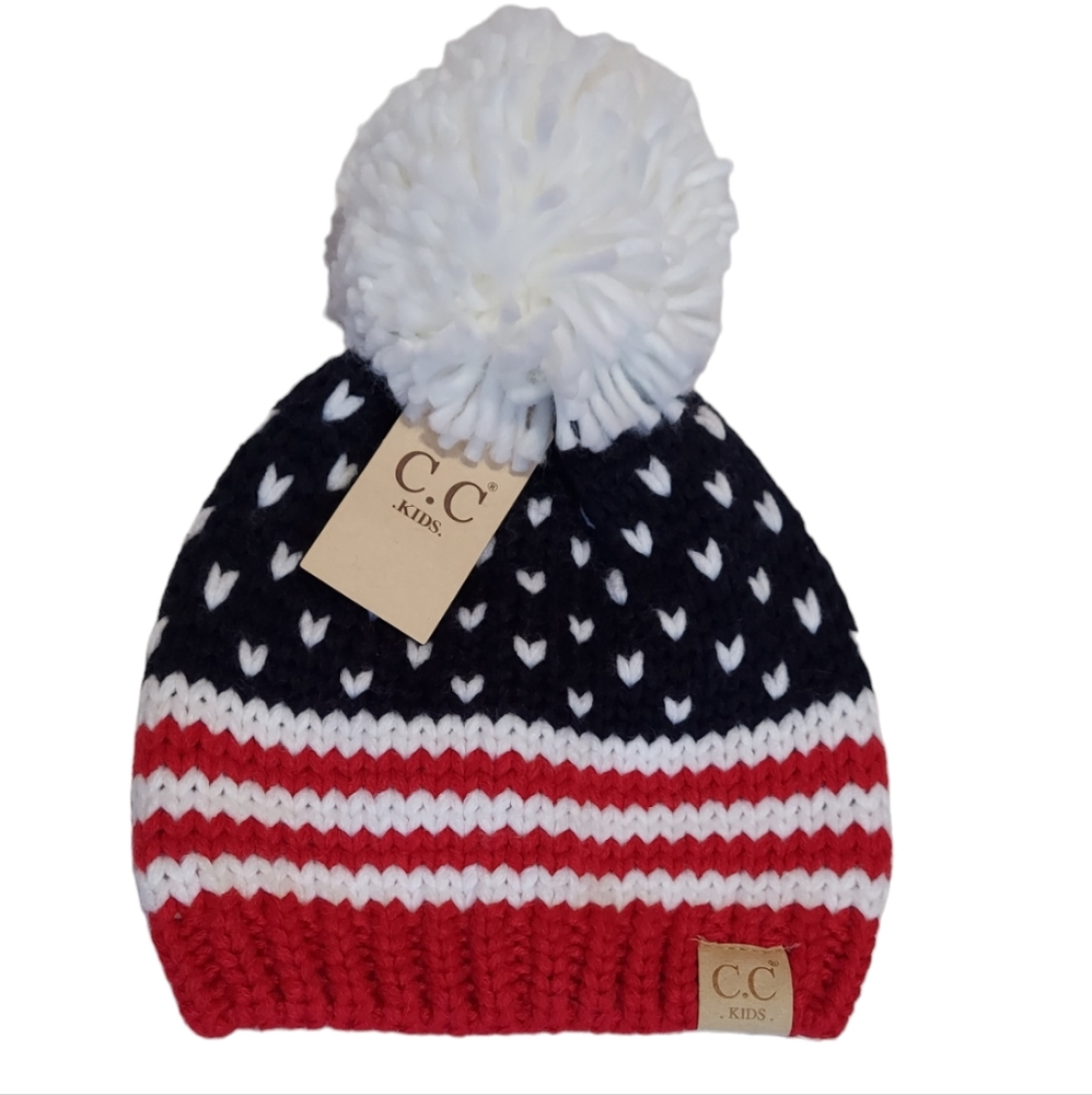 Beanie Kids Hat Size M-L American Knit Hat Warm Winter Pom pom New Unisex